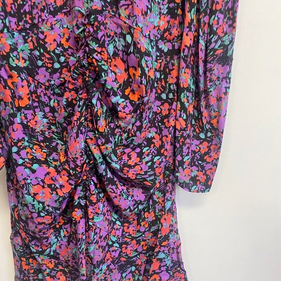 Zara Floral Gathered Ruched Ruffle Dress - Picture 3 of 14